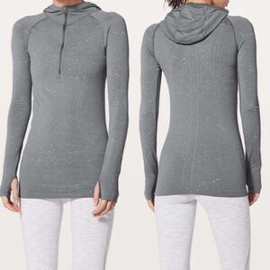 Lululemon Swiftly Tech Hooded Half Zip Long Sleeve in Nebula and White - Women’s